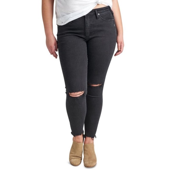 SILVER JEANS Most Wanted Skinny - Distressed Black - Picture 2 of 14